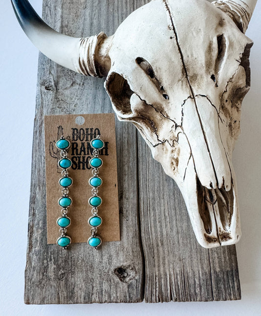 Western Stone Drop Stud Earrings