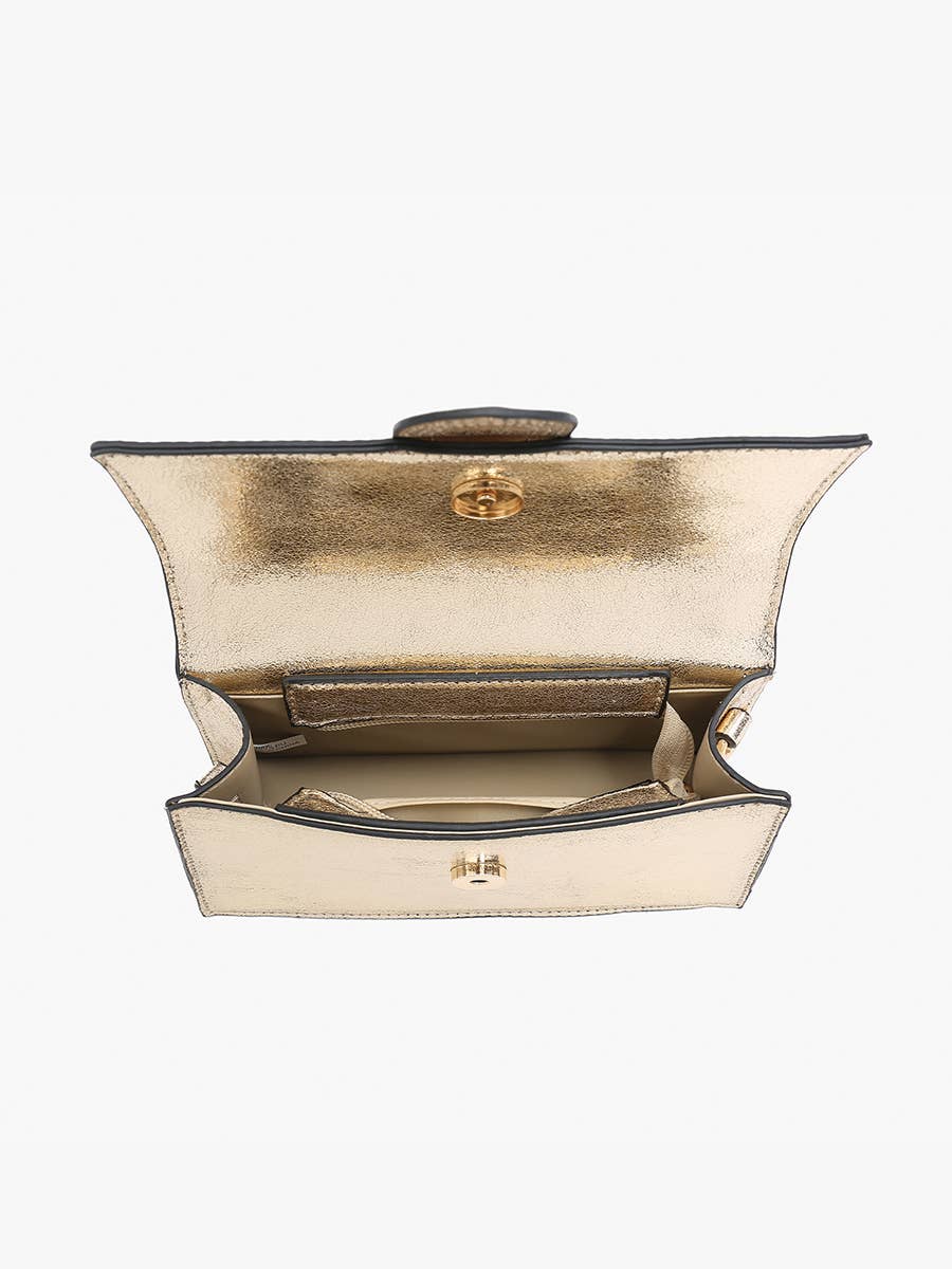 Capri Metallic Satchel w/ Crossbody Strap