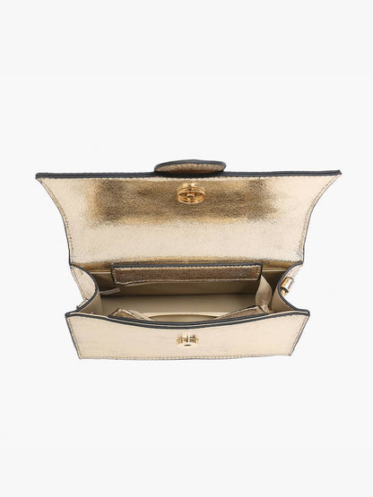 Capri Metallic Satchel w/ Crossbody Strap