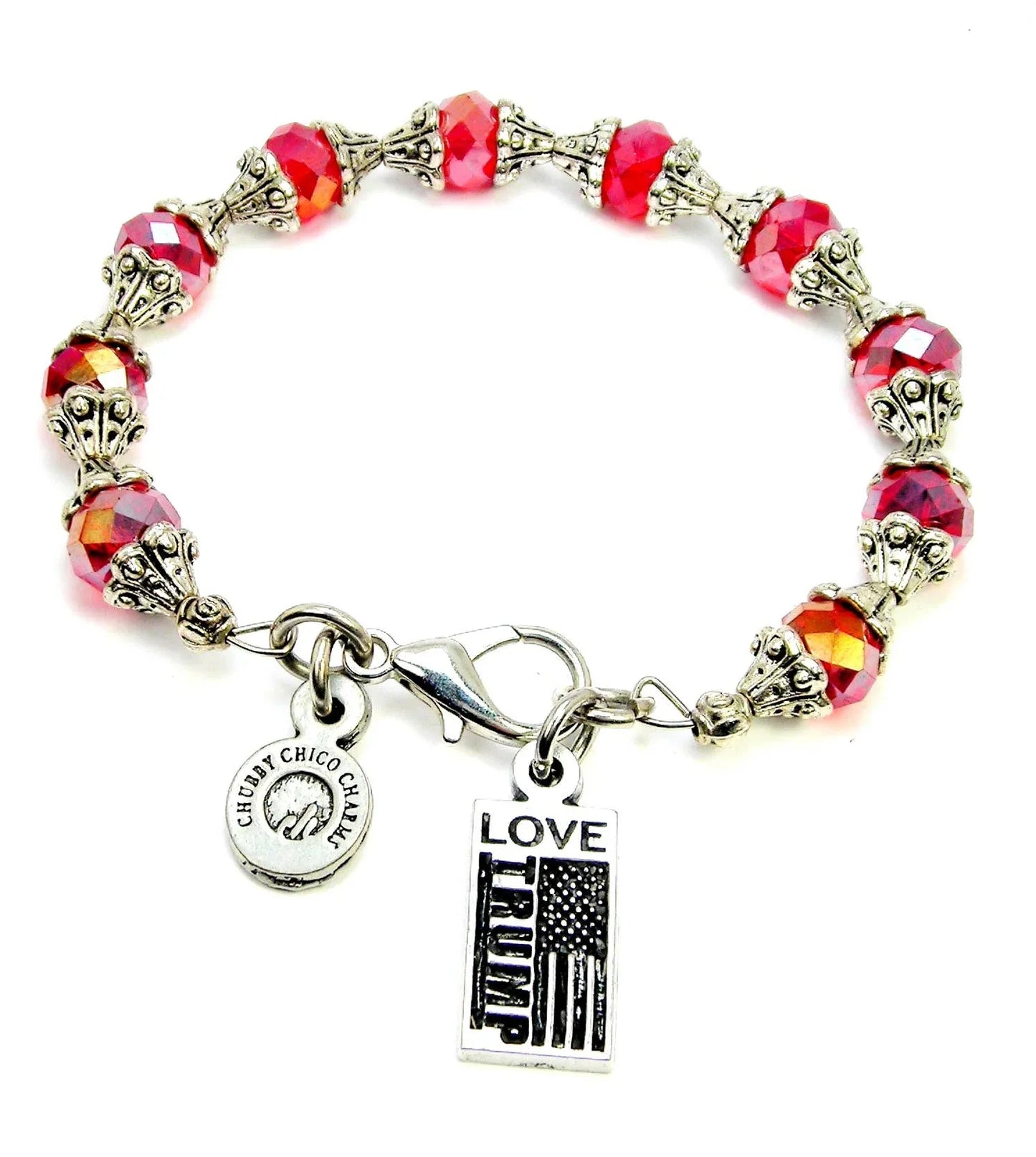 Love Trump American flag Capped Crystal Bracelet - Southern Sassy Boutique