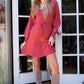 SQUARE NECK CABLE SWEATER DRESS