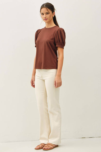 COTTON JERSEY PUFF SLEEVE T-SHIRTS