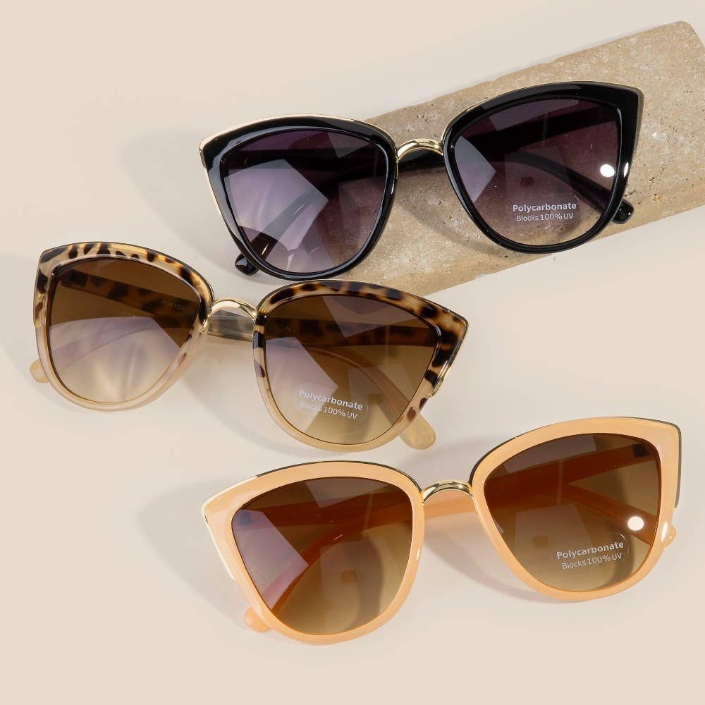 Metallic Accent Cat Eye Sunglasses Set