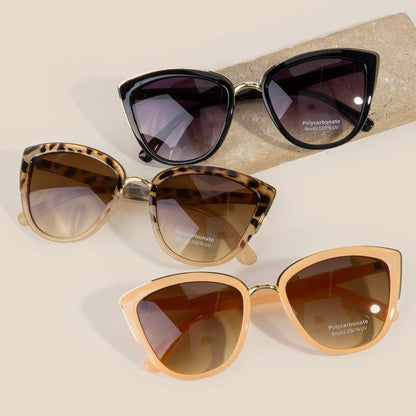 Metallic Accent Cat Eye Sunglasses Set