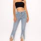 RHINESTONE FRINGE DENIM PANTS