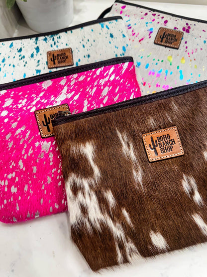 Western Cowhide Makeup Bag Travel - Southern Sassy Boutique