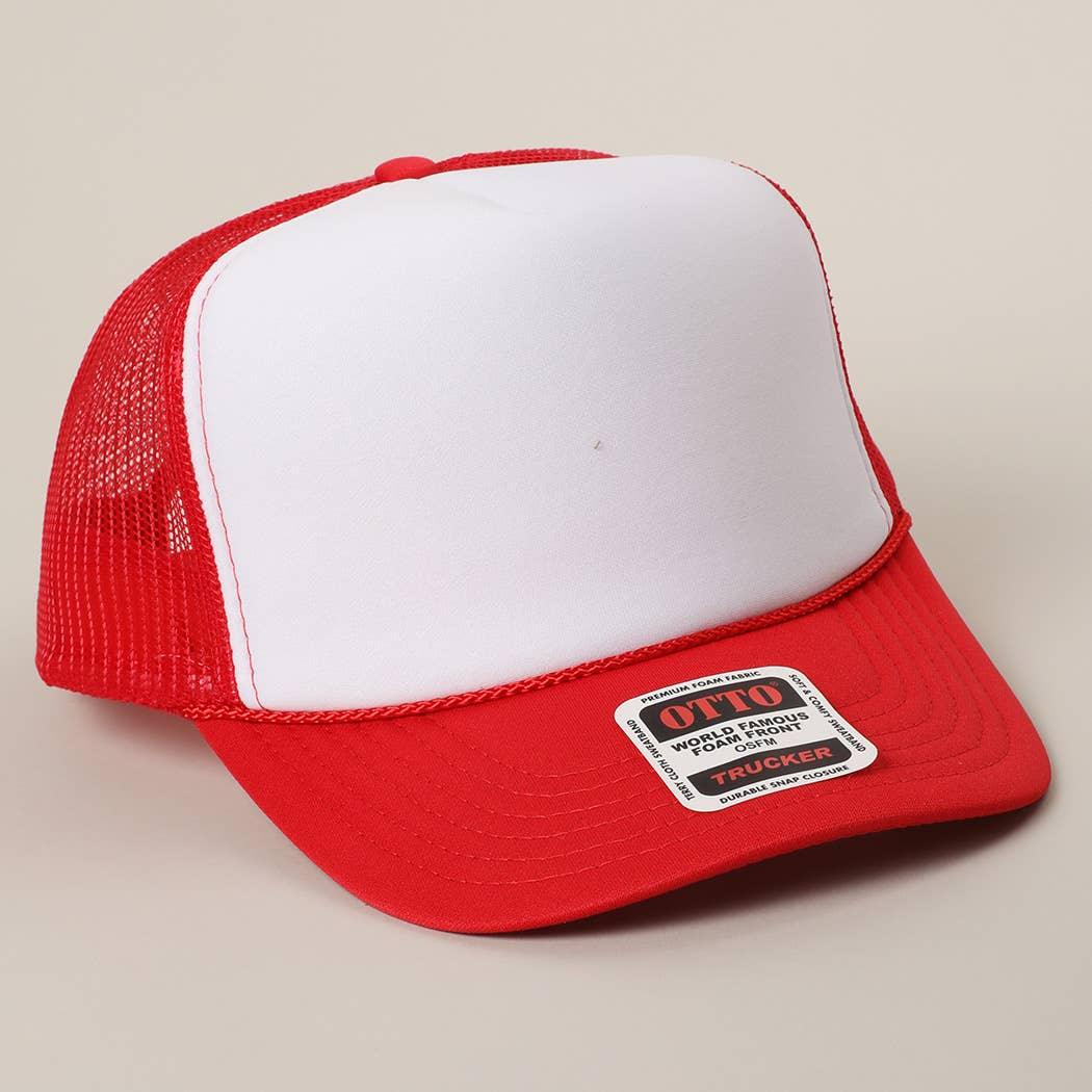 Two-Tone Mesh Back High Crown Foam Trucker Hat - Southern Sassy Boutique