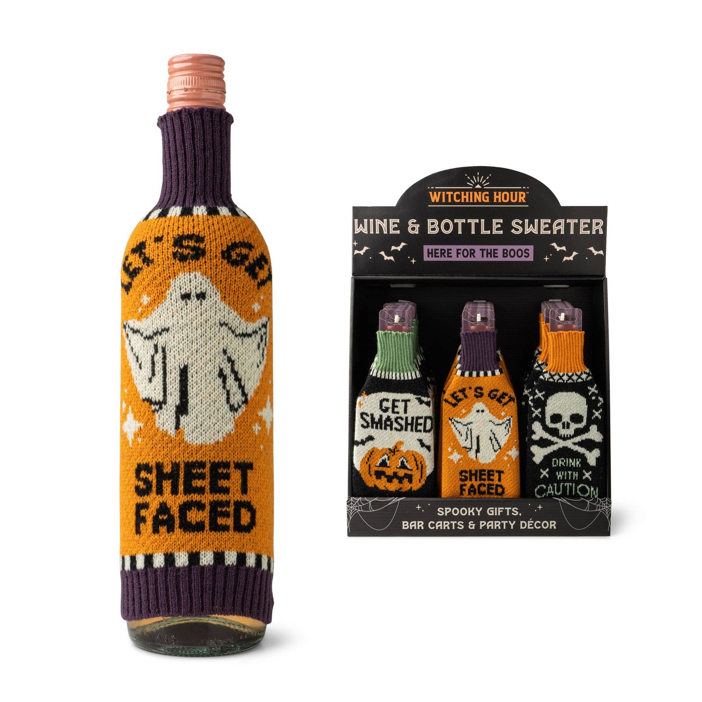 Halloween Witching Hour Wine Bottle Sweaters