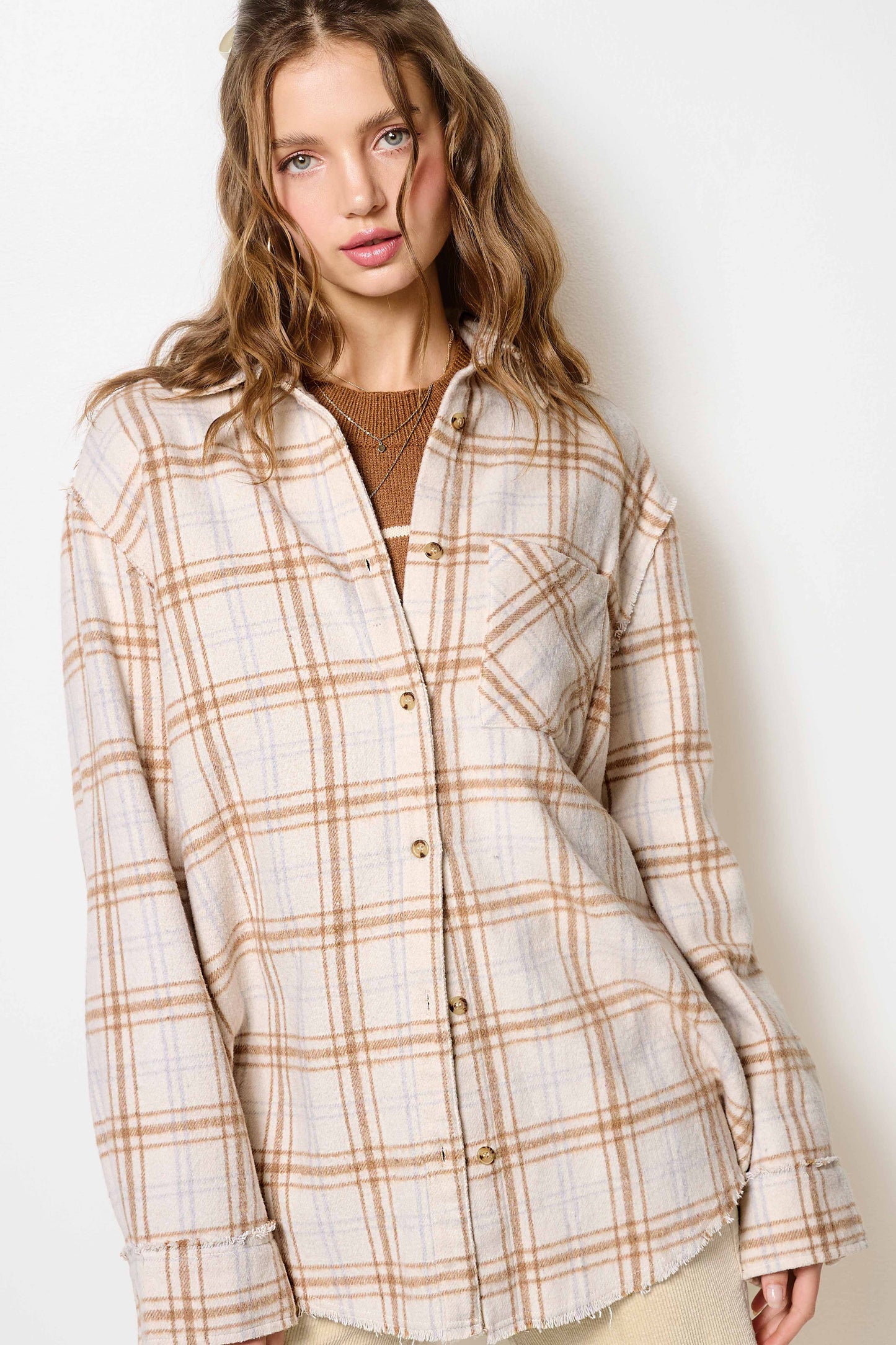 Mineral Washed Button-Down Soft Fabric Plaid Shirts