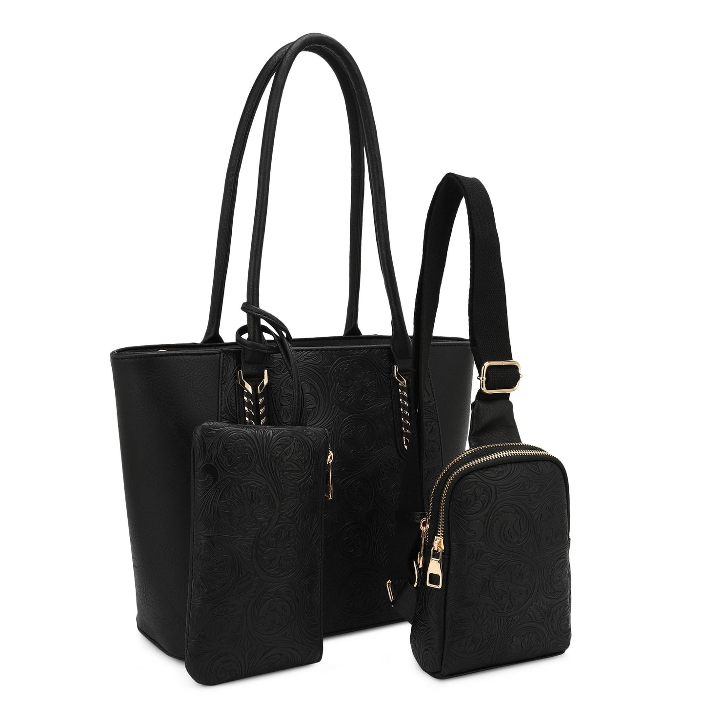 Maye Paisley Embossed 3 in 1 Tote Set