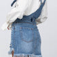 Frayed Hem Distressed Overall Denim Skirt