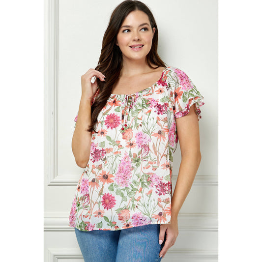 Curvy Blooming Pink Petals Blouse