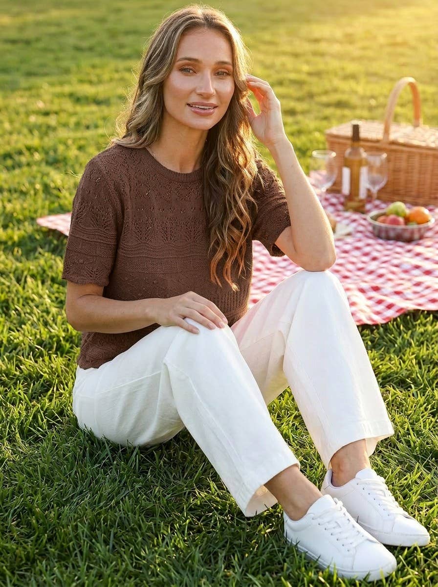 Cotton Crochet Casual Knitted Sweater