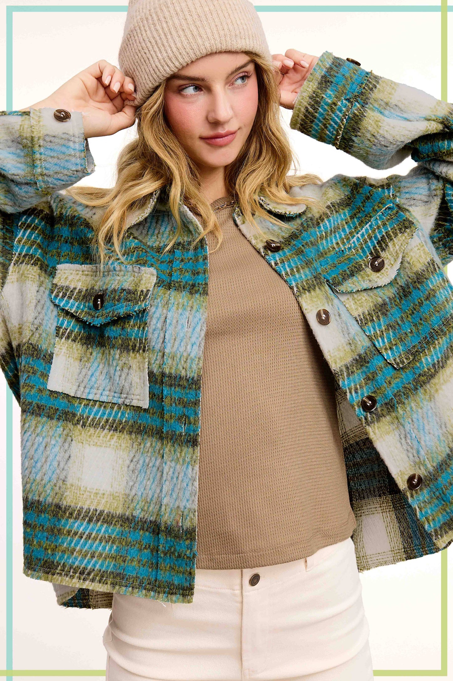 Plaid Patterned Soft Brushed Button-Down Jacket