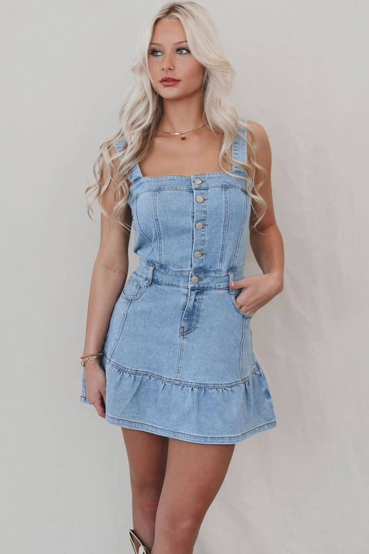 Chic Sleeveless Denim Dress For Women