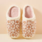 Flower Checker Fuzzy Fleece Soft Slipper