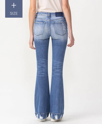 PLUS SIZE MID RISE TROUSER HEM FLARE JEANS - Southern Sassy Boutique