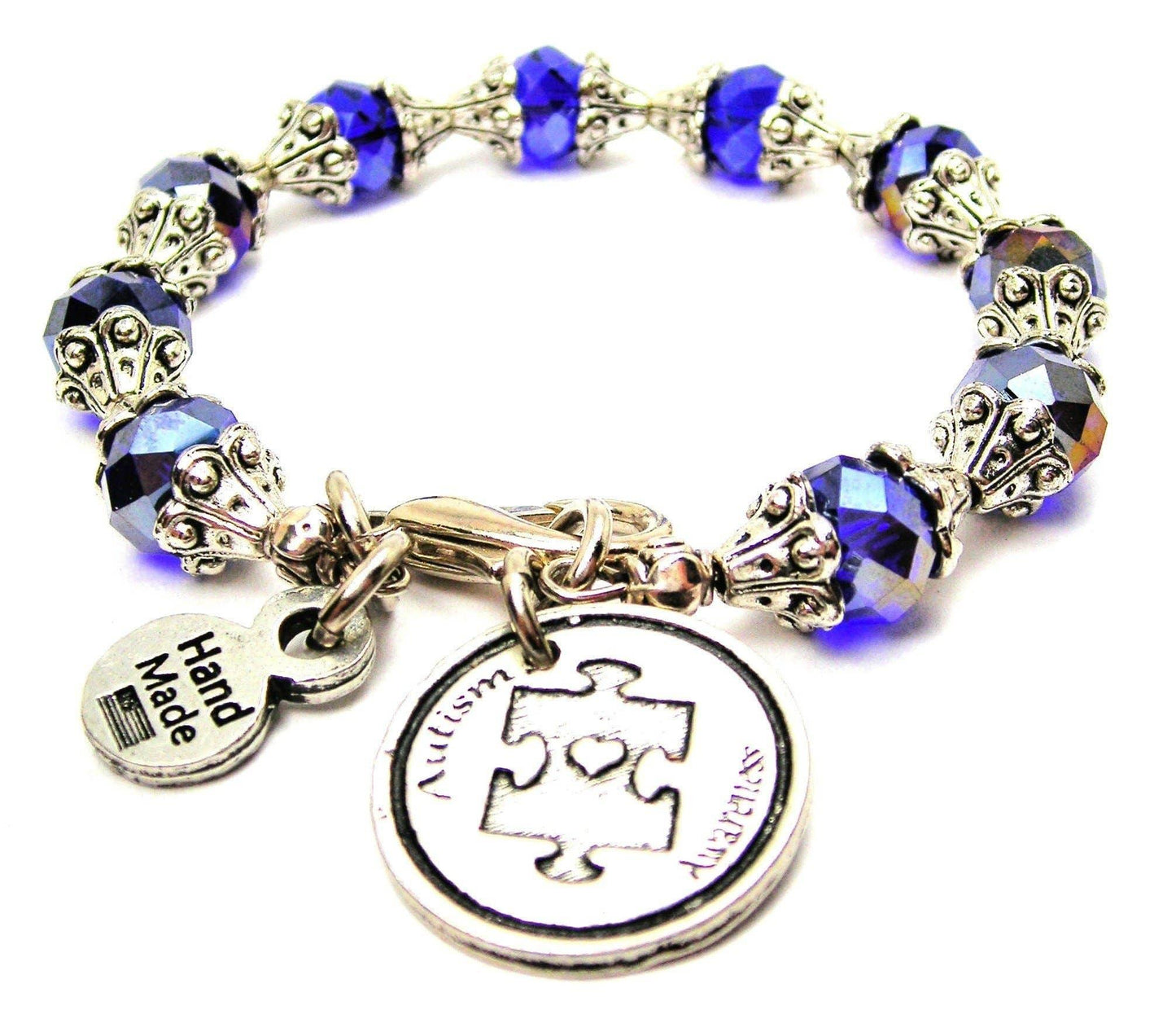 Autism Awareness Capped Crystal Bracelet - Southern Sassy Boutique