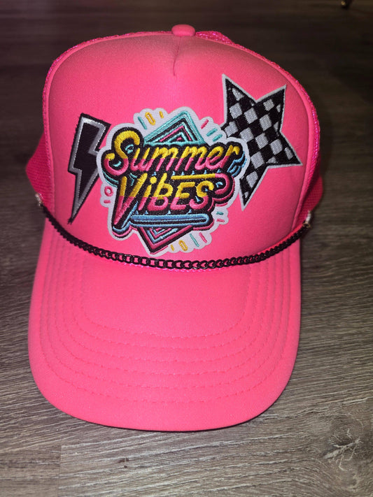 Summer Vibes Hot Pink Trucker Hat - Southern Sassy Boutique