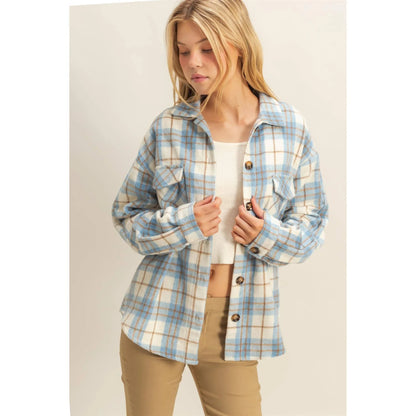 Collared Plaid Shacket - Southern Sassy Boutique
