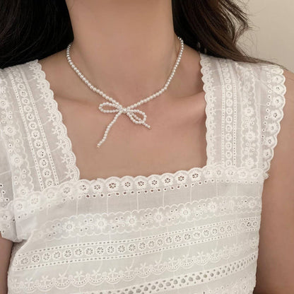 Pearl Bow Necklace