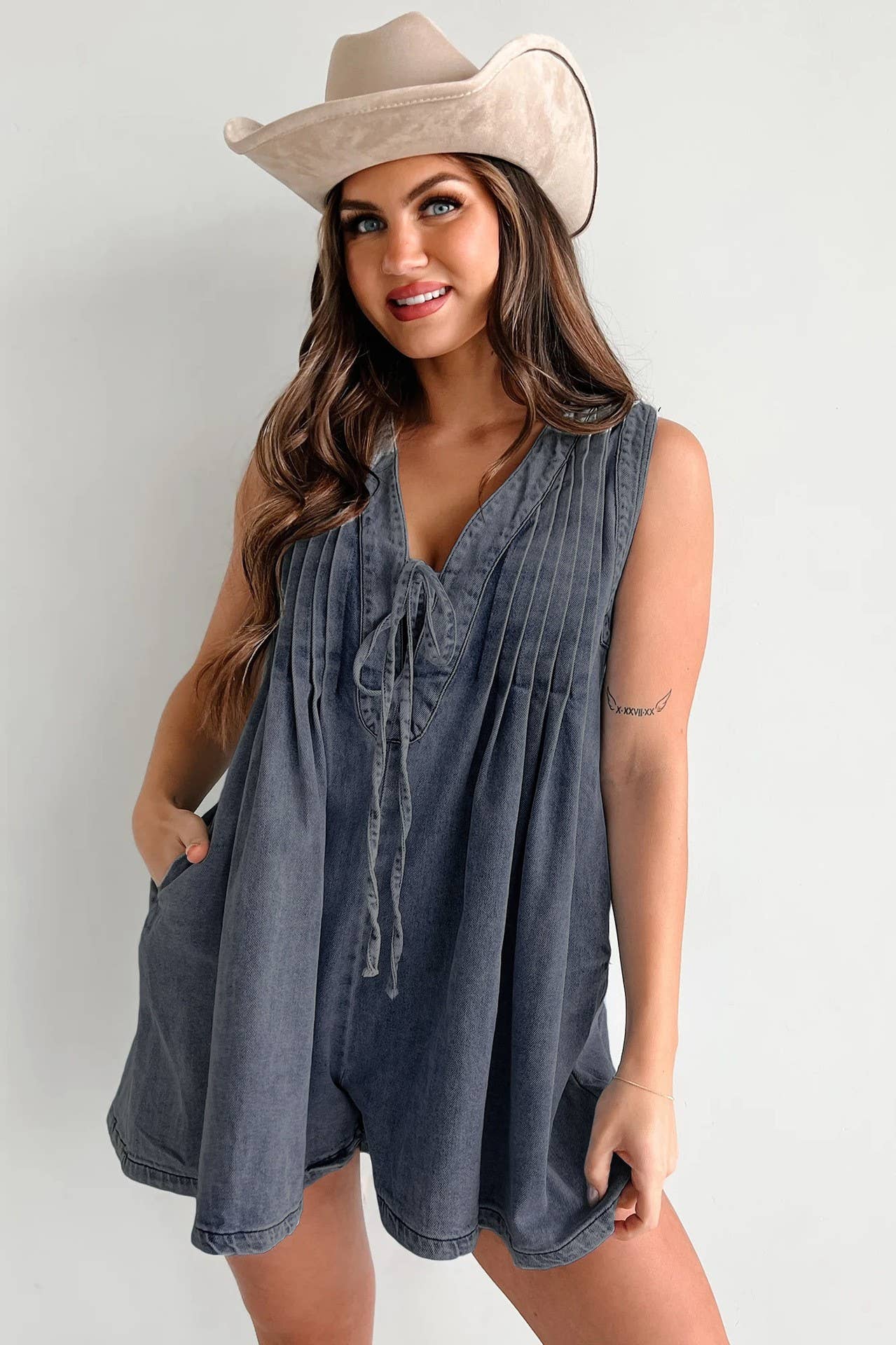 Sleeveless Top & Shorts Denim Jumpsuit