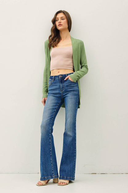 COTTON BLEND KNIT OPEN FRONT CARDIGAN