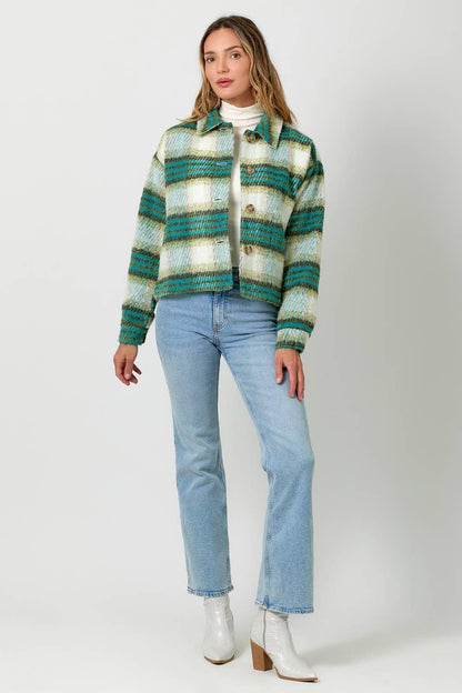 Plaid Printed Jacket - Southern Sassy Boutique