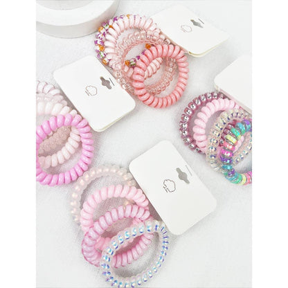 Pink Multi Design Spiral Hair Ties - Southern Sassy Boutique