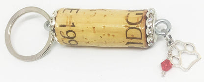 Paw Print Charm Rhinestone Design Keychain - Southern Sassy Boutique