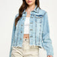 Cropcut Denim Jacket with Distressed