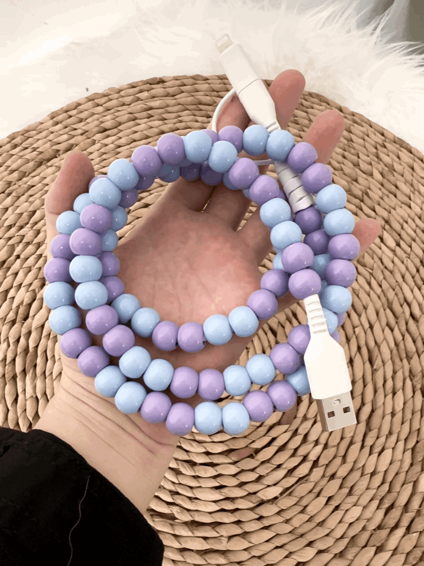 Beaded Data Cable 2 in 1 type-c to ip15
