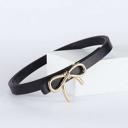 Bow Faux Leather Skinny Belt
