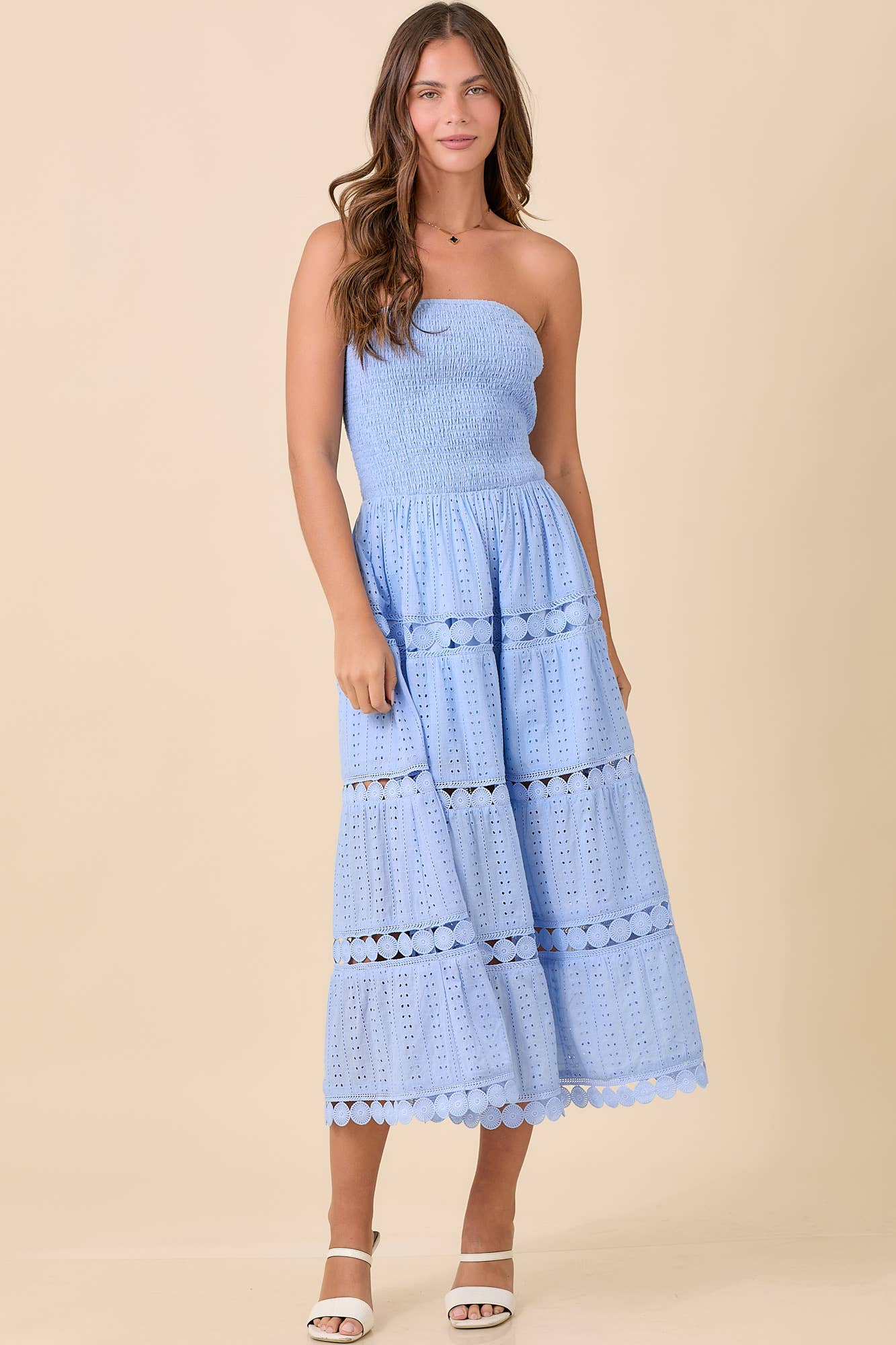 Smocked Eyelet Maxi Dress