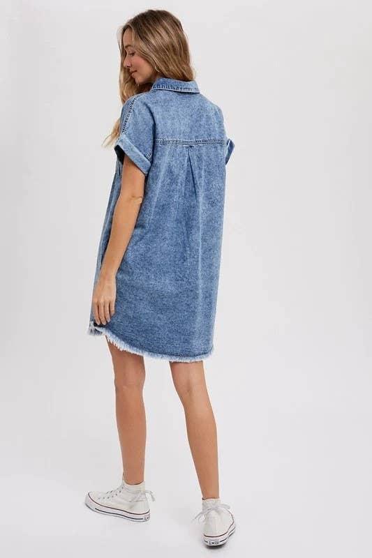 Looses Denim Cardigan Dress - Southern Sassy Boutique