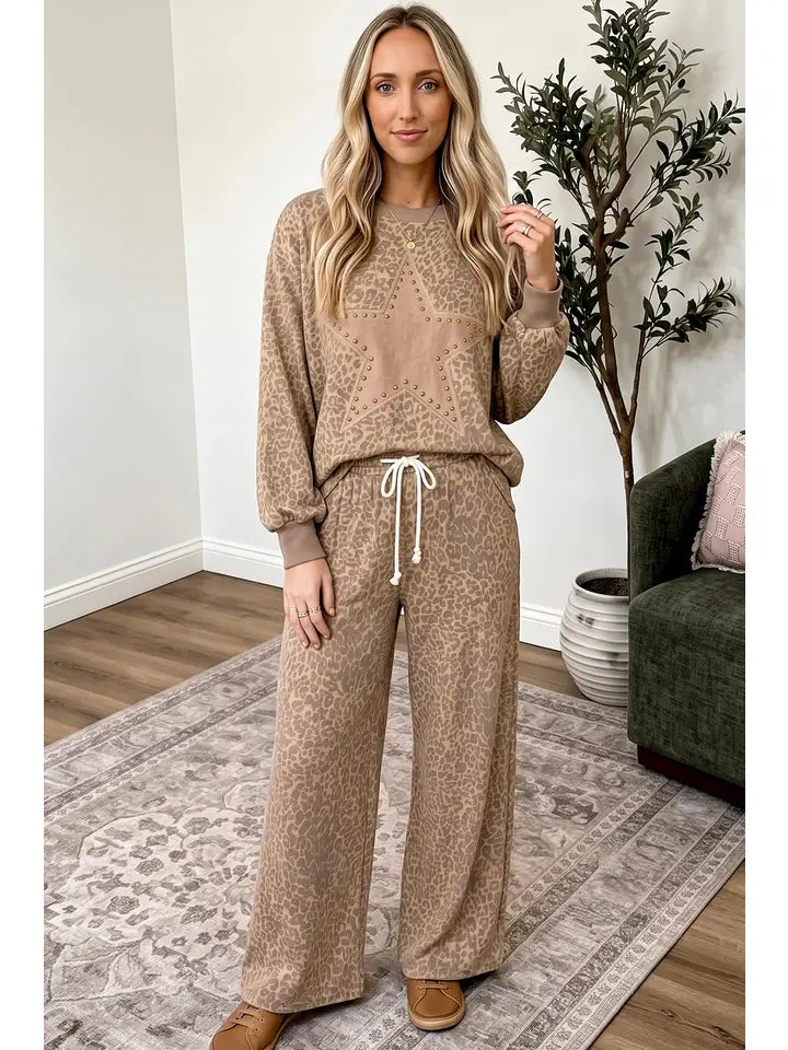 Leopard Star Print Two Piece Set