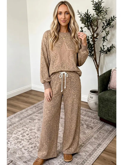 Leopard Star Print Two Piece Set