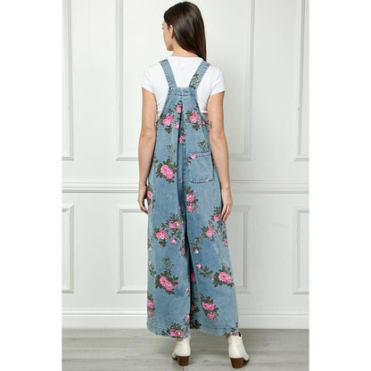 Painted Floral Sleeveless Jumpsuit - Southern Sassy Boutique