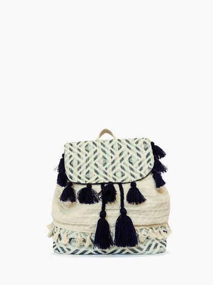Magdelena Aztec Cotton Backpack w/ Tassels