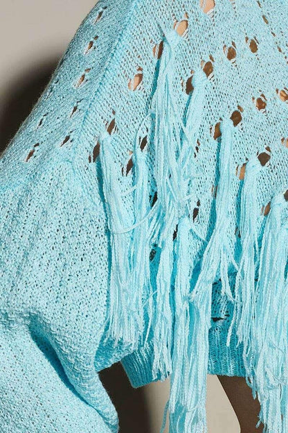 Fringe Detailed Knitted Sweater - Southern Sassy Boutique