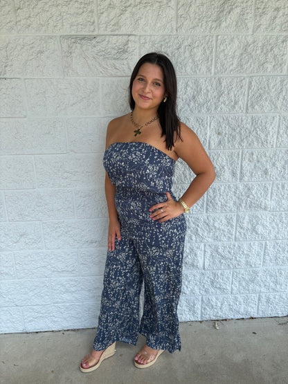 Floral Print Wide Leg Jumpsuit