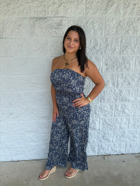 Floral Print Wide Leg Jumpsuit