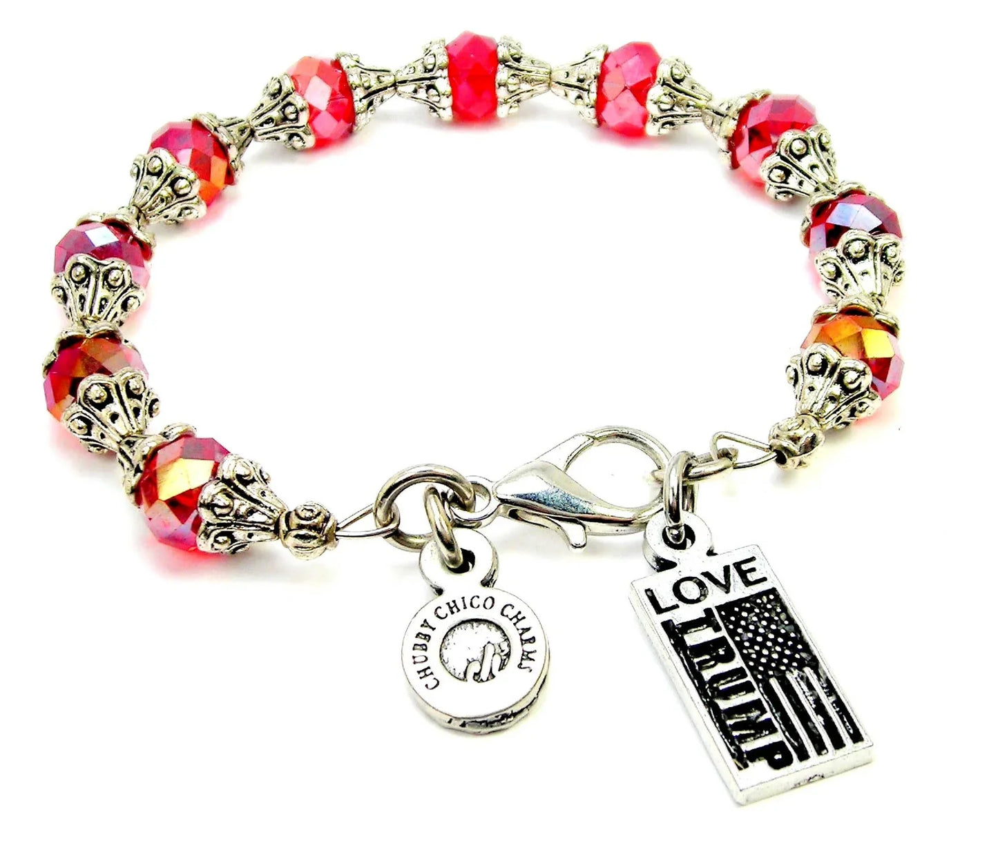 Love Trump American flag Capped Crystal Bracelet - Southern Sassy Boutique