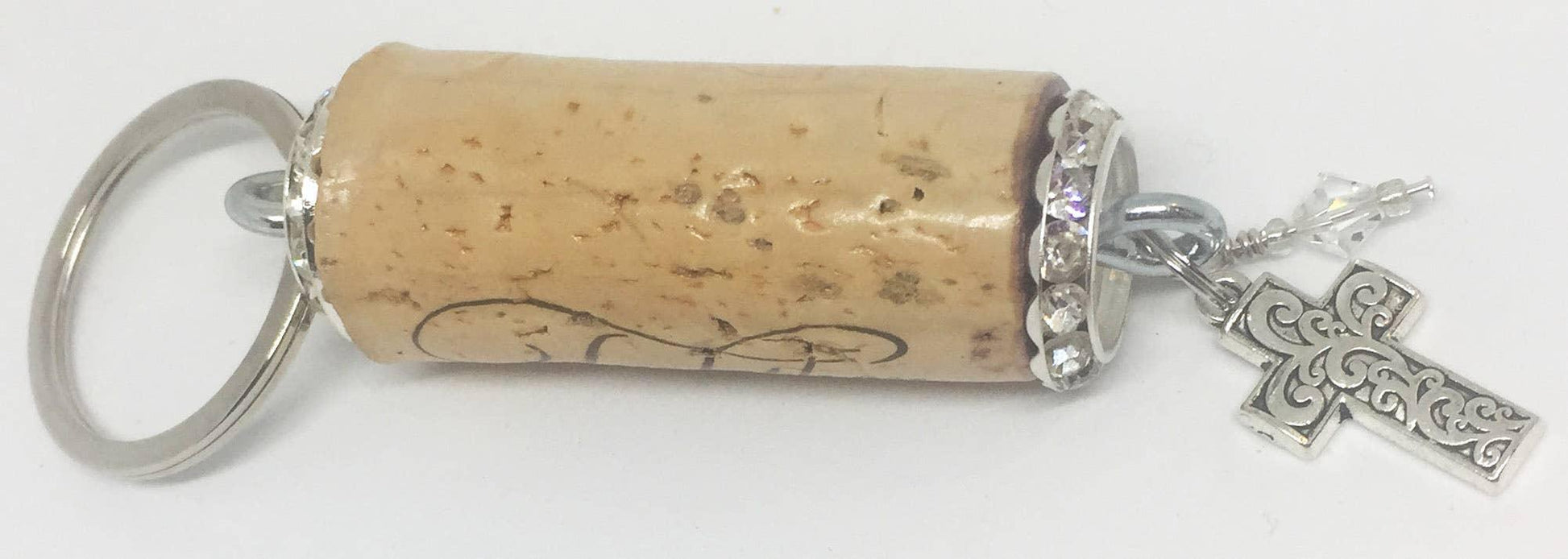 Cross Charm Rhinestone Design Keychain - Southern Sassy Boutique