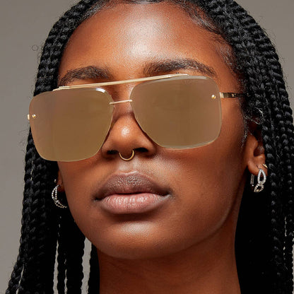 Bella Mirrored Bronze - Tangle Free Aviator Sunglasses