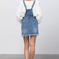 Frayed Hem Distressed Overall Denim Skirt