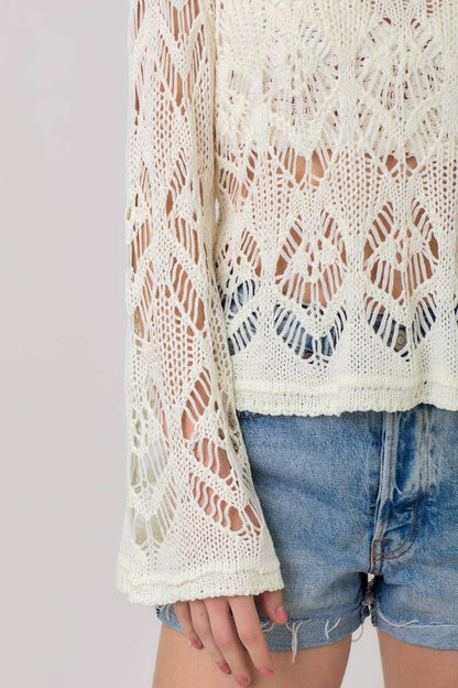 Crochet Knit Sweater Top - Southern Sassy Boutique