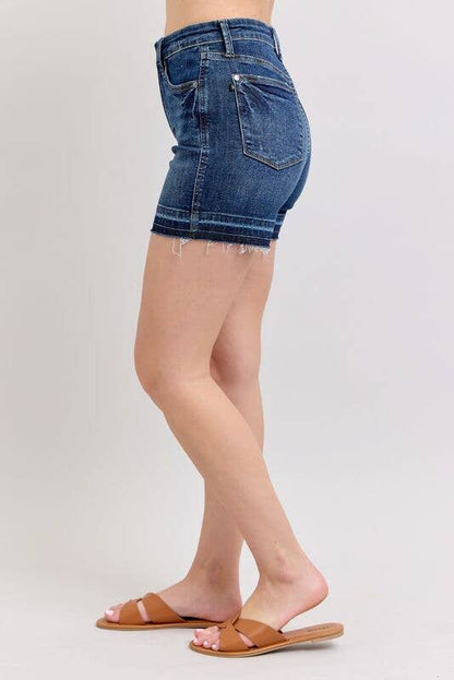 High Waisted Tummy Control Destroy Release Hem Shorts