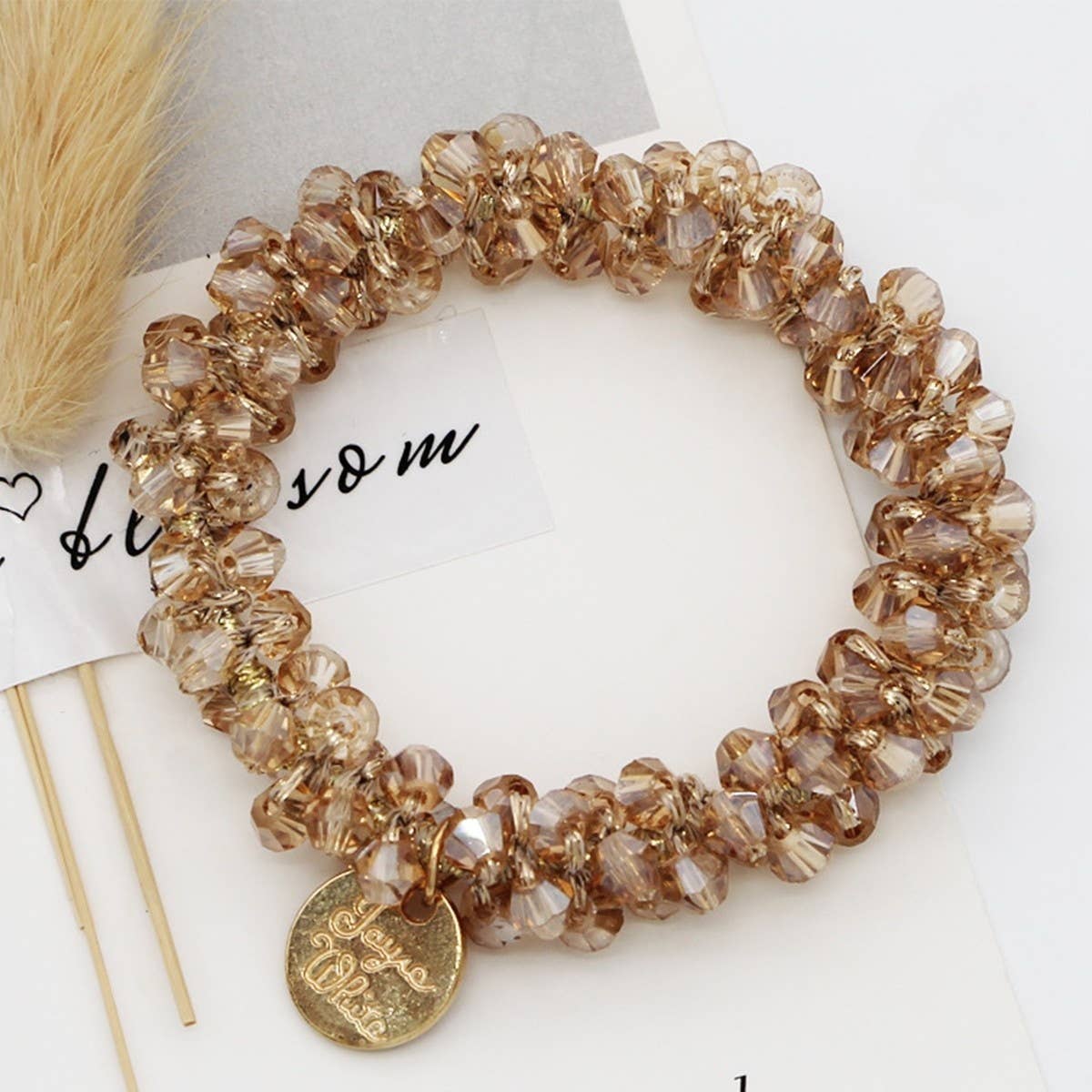 Beaded Faux Pearl Hair Tie Bracelet for Women