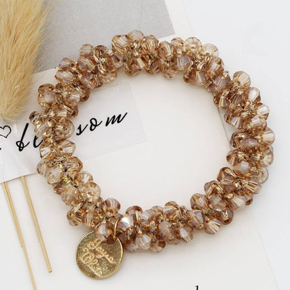 Beaded Faux Pearl Hair Tie Bracelet for Women